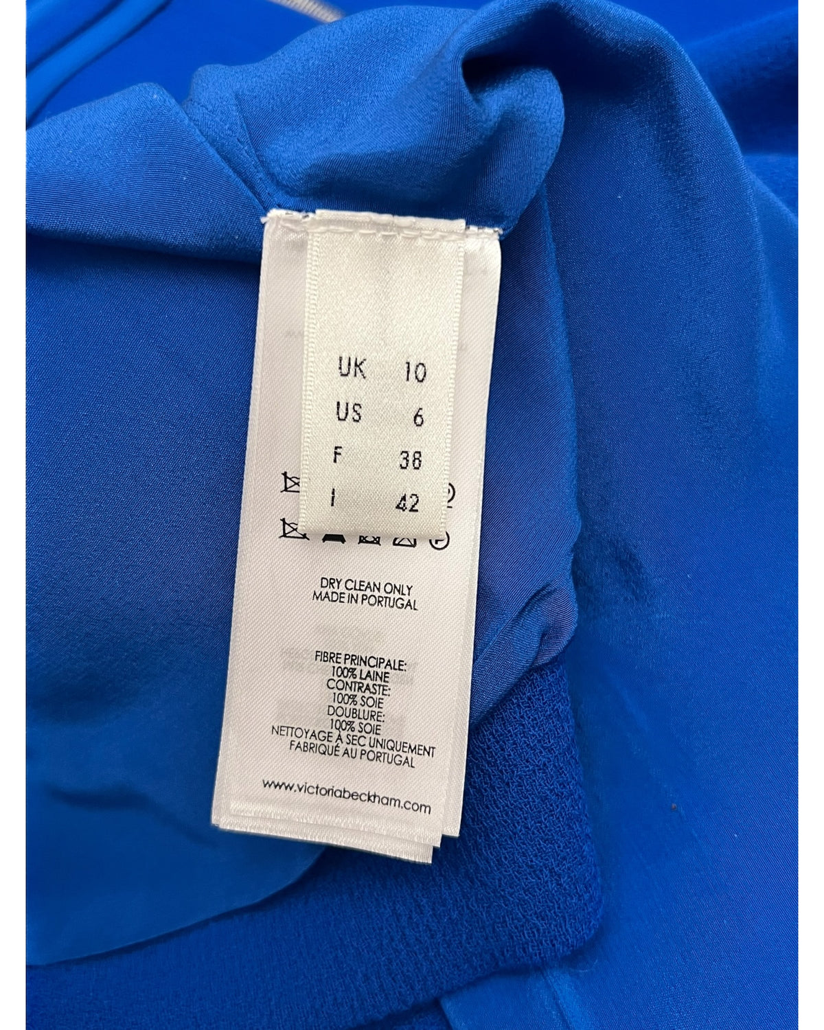 Victoria Beckham Sleeveless Wool & Silk Shift Dress – Cobalt Blue – UK 10