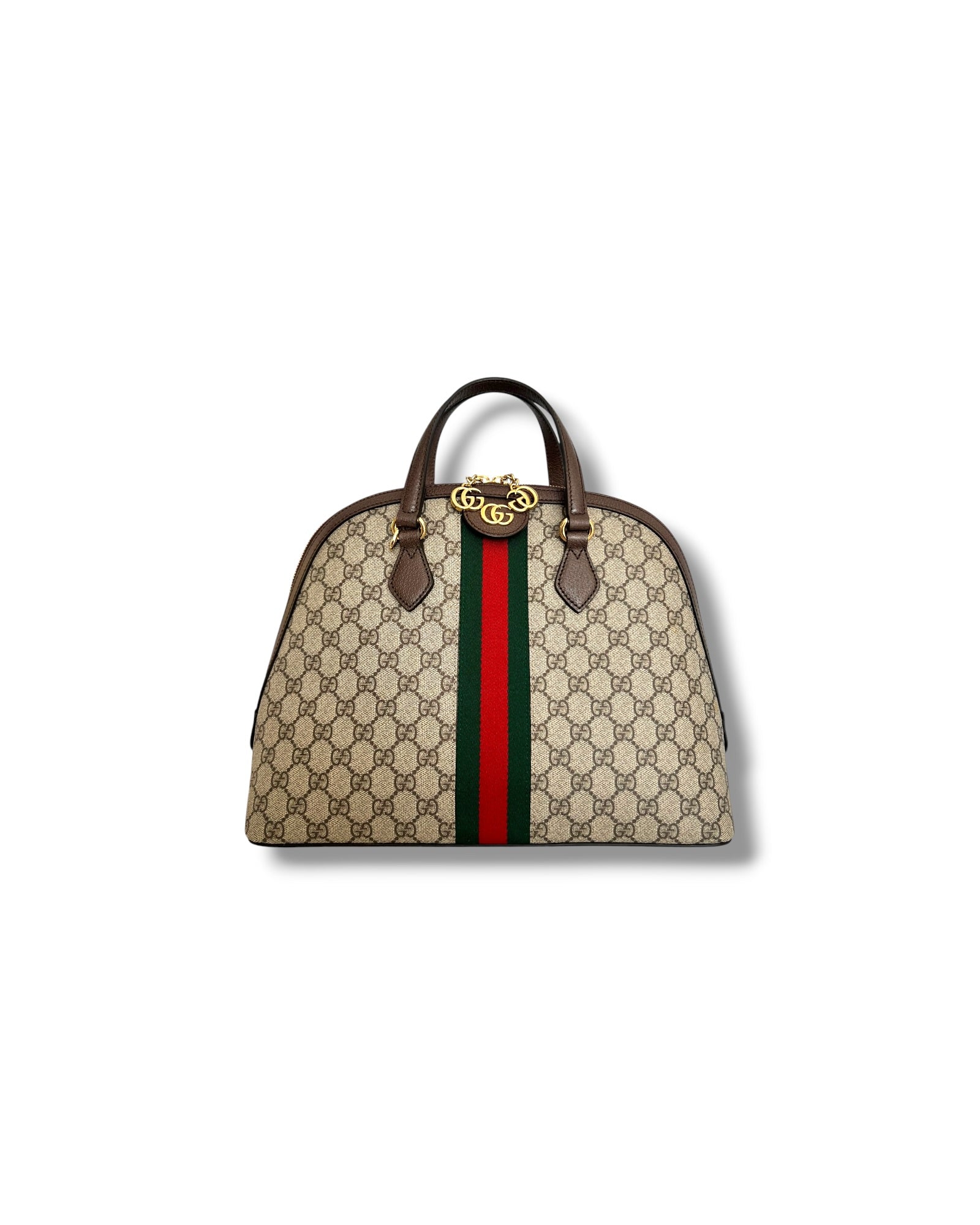 Gucci Ophidia GG Supreme Medium Top Handle Bag Beige Canvas & Brown Leather - The Luxury Savvy