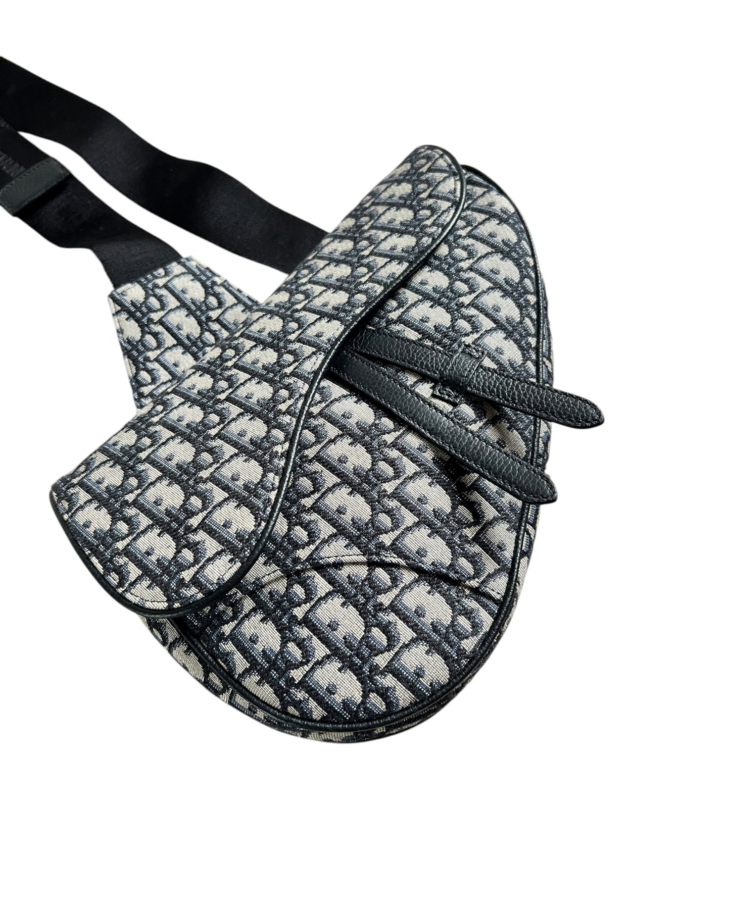 Christian Dior Saddle Bag – Beige & Black Dior Oblique Jacquard Crossbody Bag