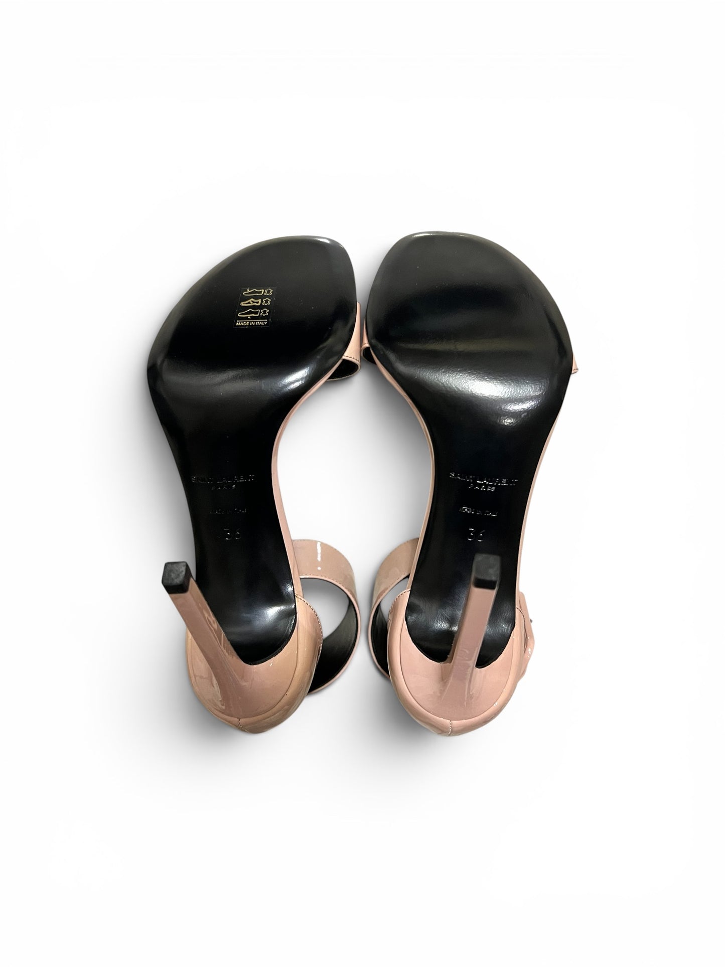 Saint Laurent Tribute Patent Leather Sandals Pink | Size EU 36
