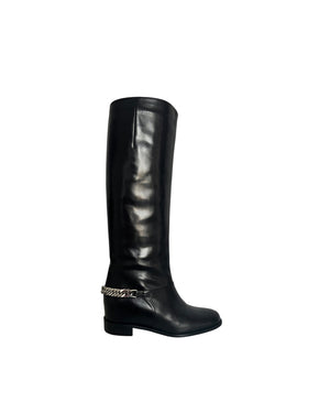 Christian Louboutin Cate Chain Riding Boots Black Leather | Size EU 36