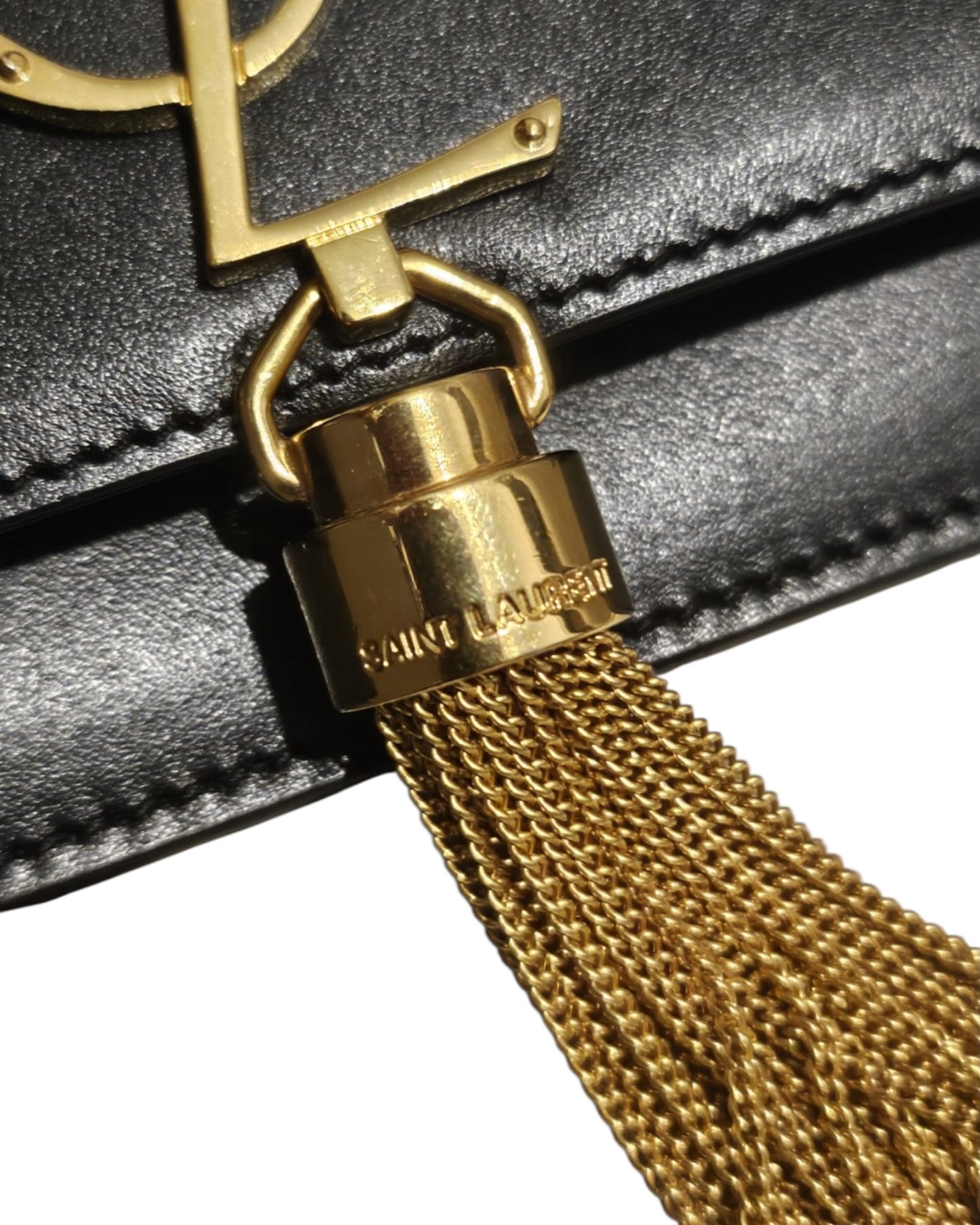 Saint Laurent Black Lambskin Tassel Wallet on Chain - The Luxury Savvy