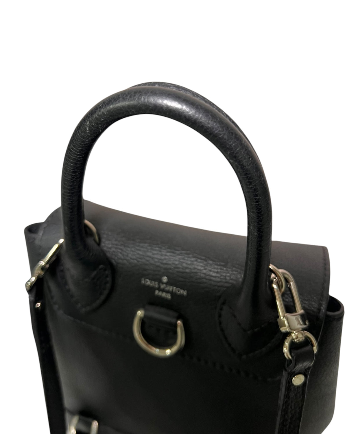 Louis Vuitton Lockme Backpack Black Leather Silver-Tone Hardware