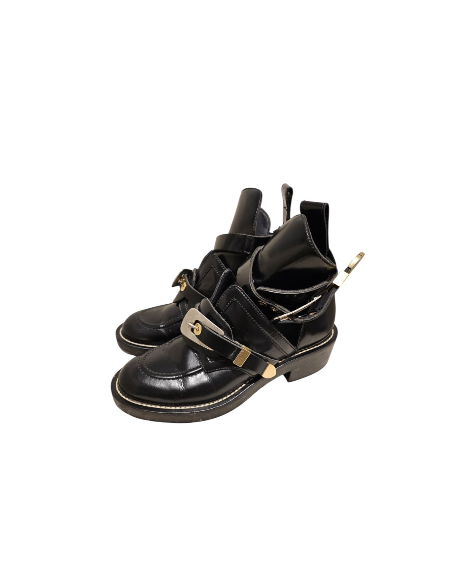 Balenciaga Ceinture Biker Boots | Black | Size 38 - The Luxury Savvy