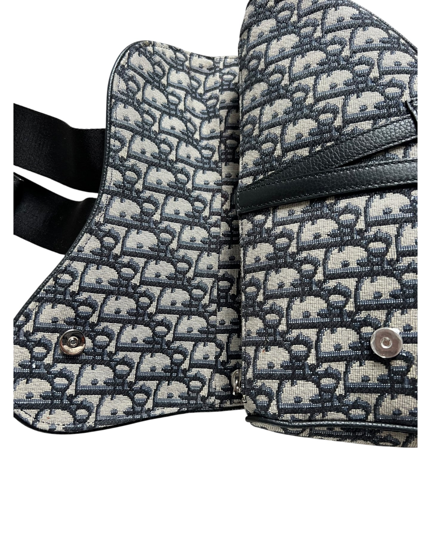 Christian Dior Saddle Bag – Beige & Black Dior Oblique Jacquard Crossbody Bag