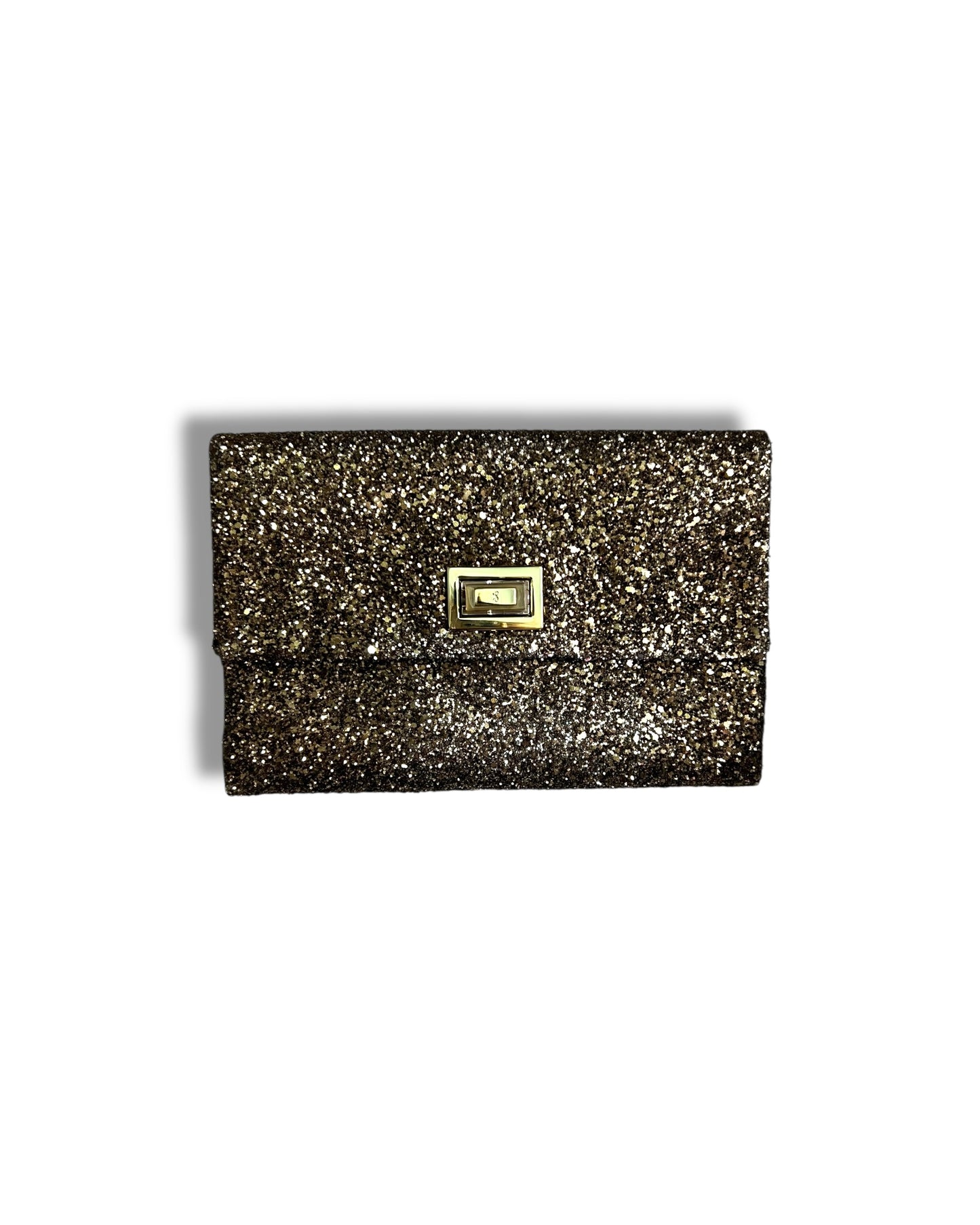 Anya Hindmarch Glitter Leather Clutch Bag Brown Silver Hardware Evening