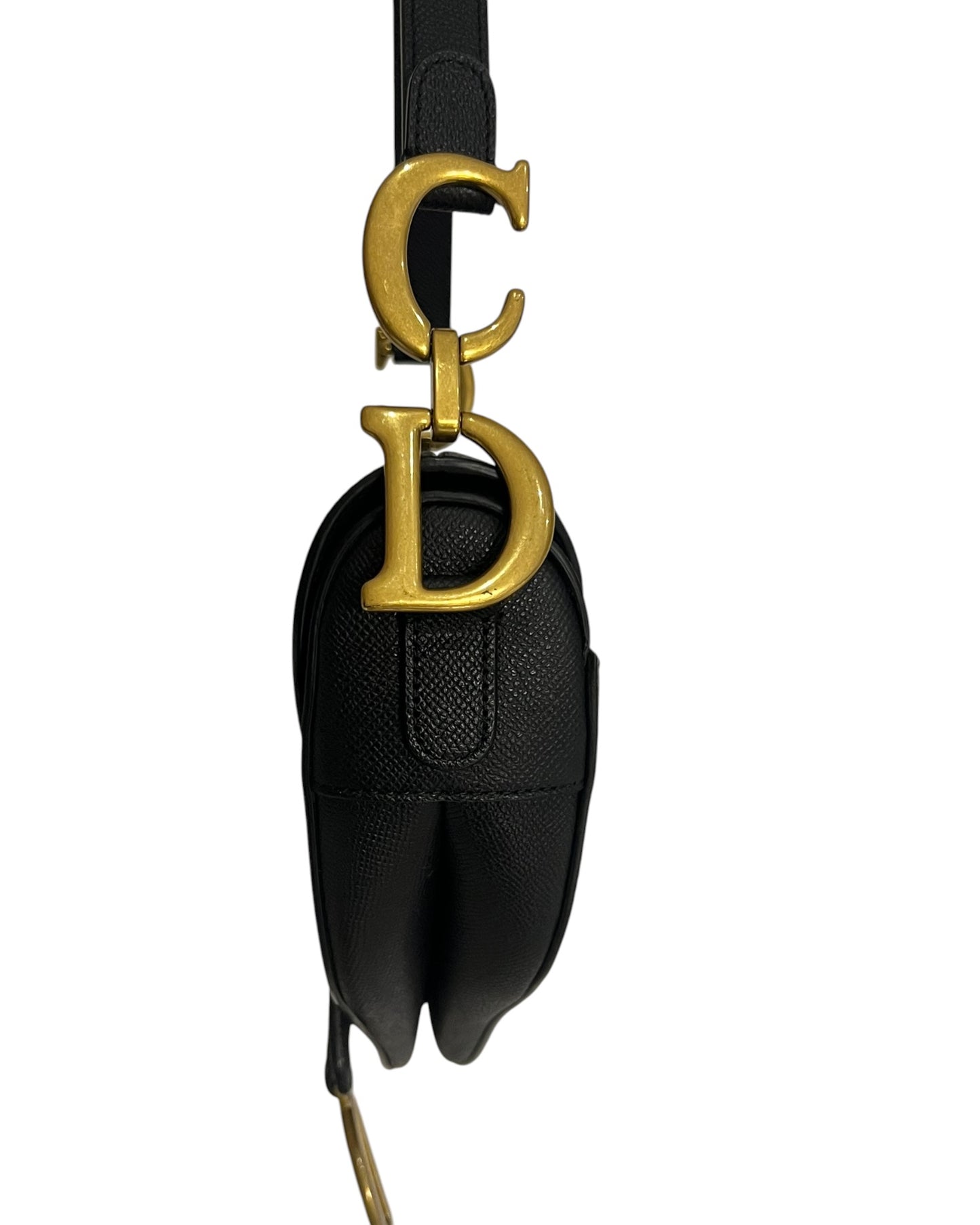 Dior Saddle Bag with Strap in Black Grained Calfskin