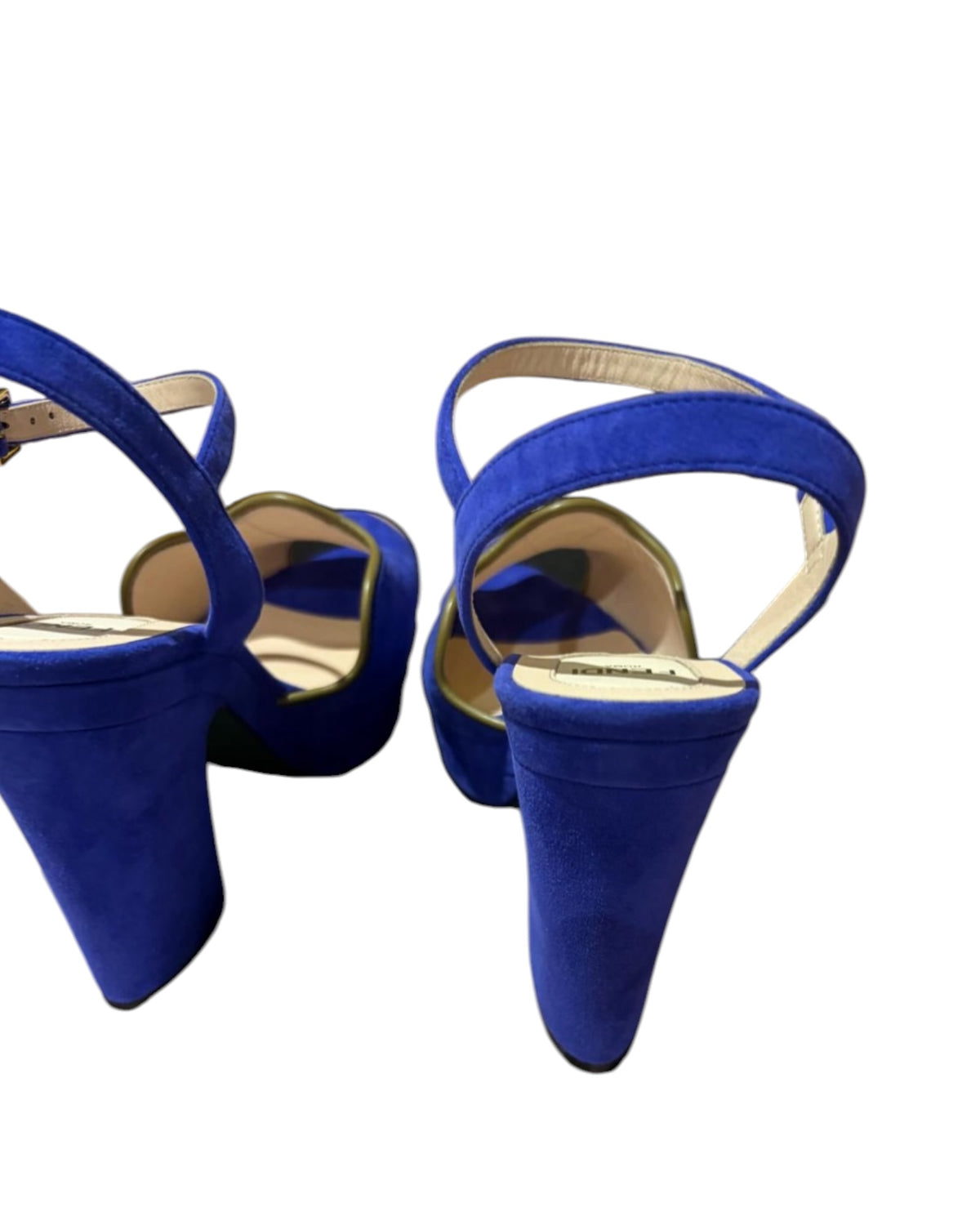 Fendi Suede Platform Slingback Heels – Electric Blue