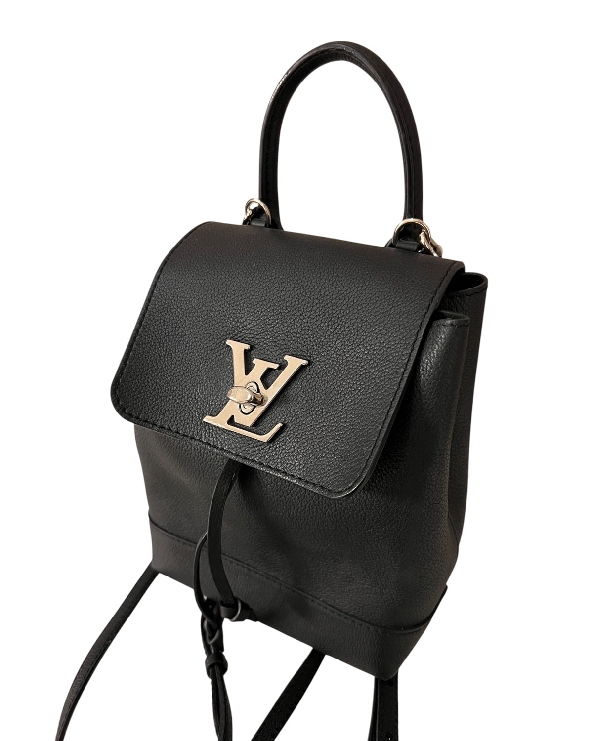 Louis Vuitton Lockme Backpack Black Leather Silver-Tone Hardware