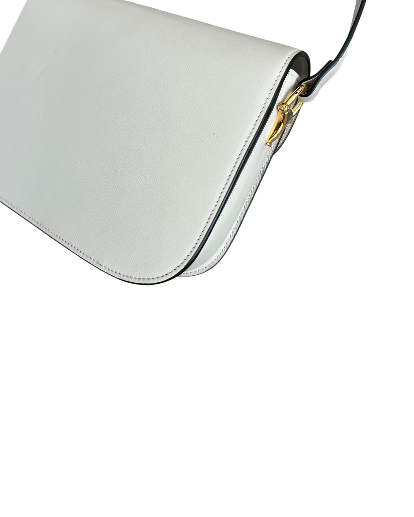 Gucci 1955 Horsebit Shoulder Bag in White Leather