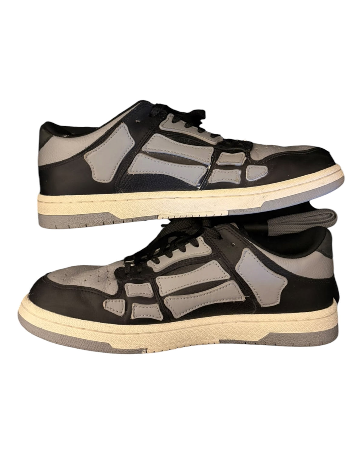 Amiri Skel Top Low Leather Trainers – Black/Grey