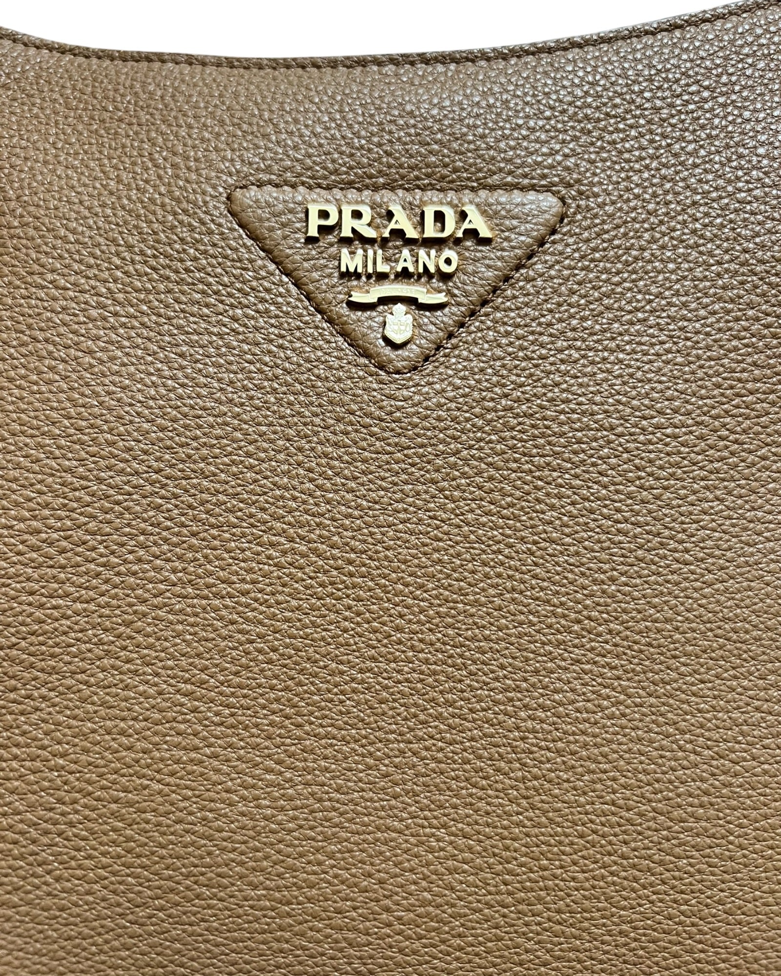 Prada Medium Leather Shoulder Bag - Tan - The Luxury Savvy
