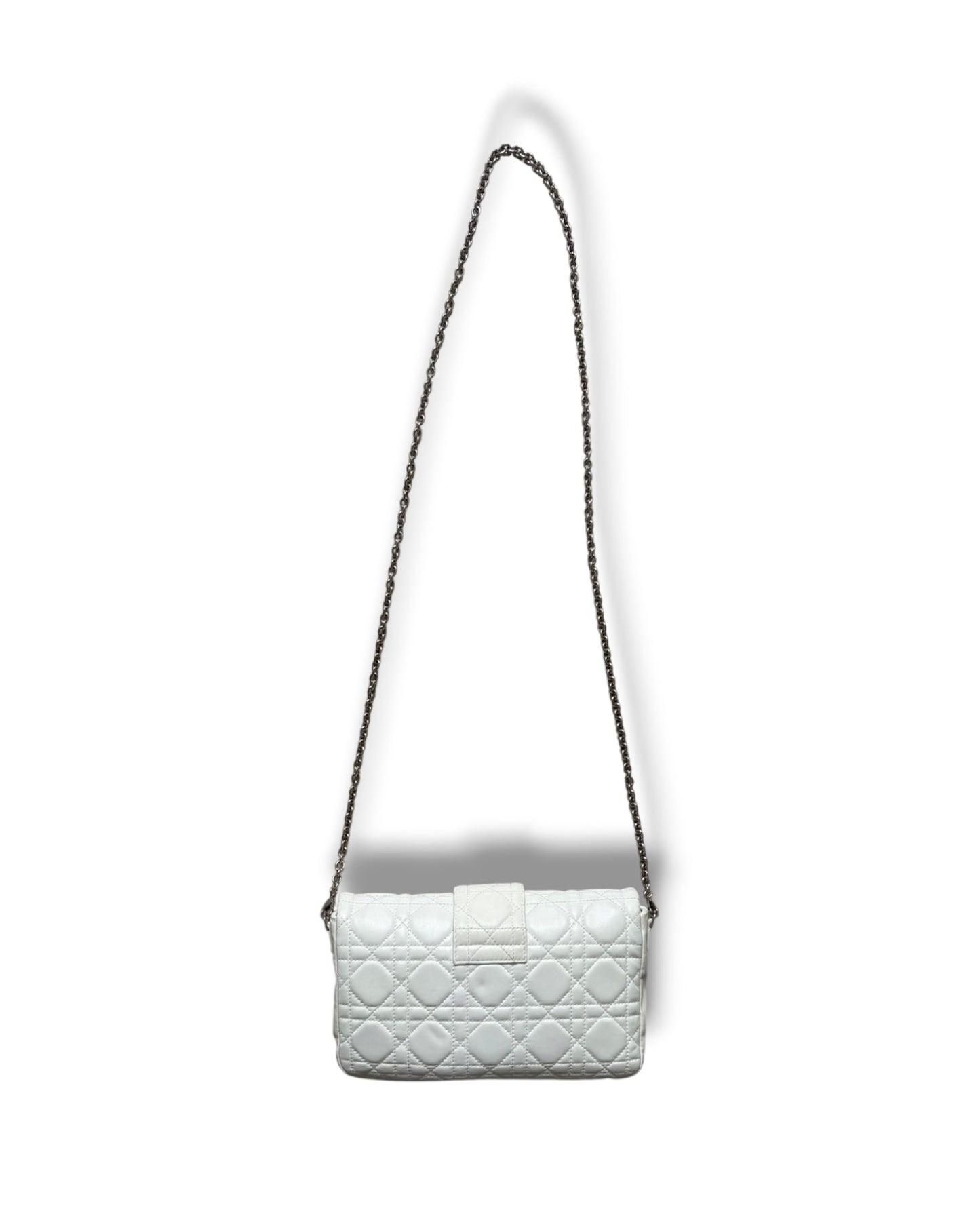 Christian Dior Miss Dior White Cannage Shoulder Bag | Silver Tone Hardware