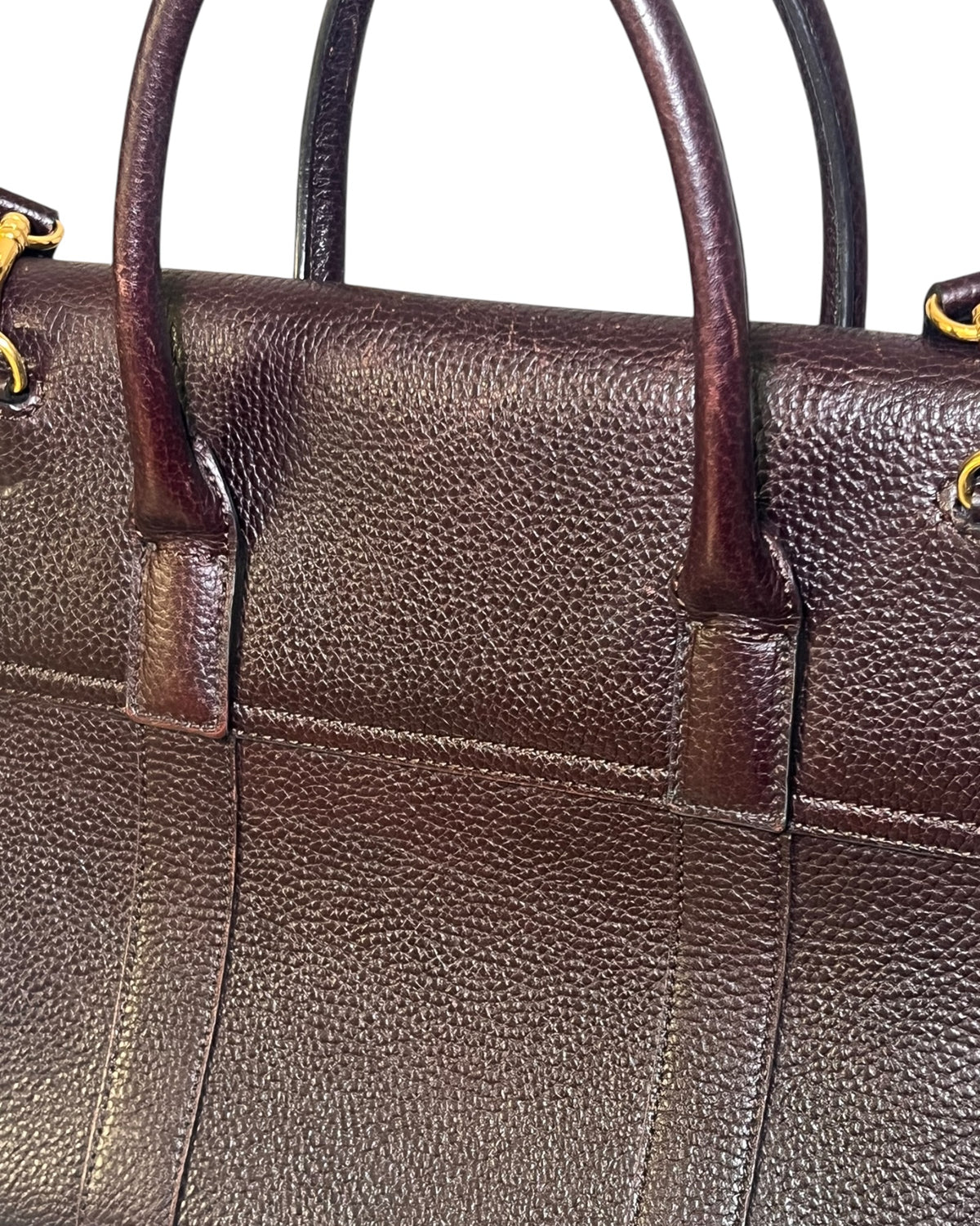 Mulberry Bayswater with Strap in Oxblood Grained Leather – Gold Hardware