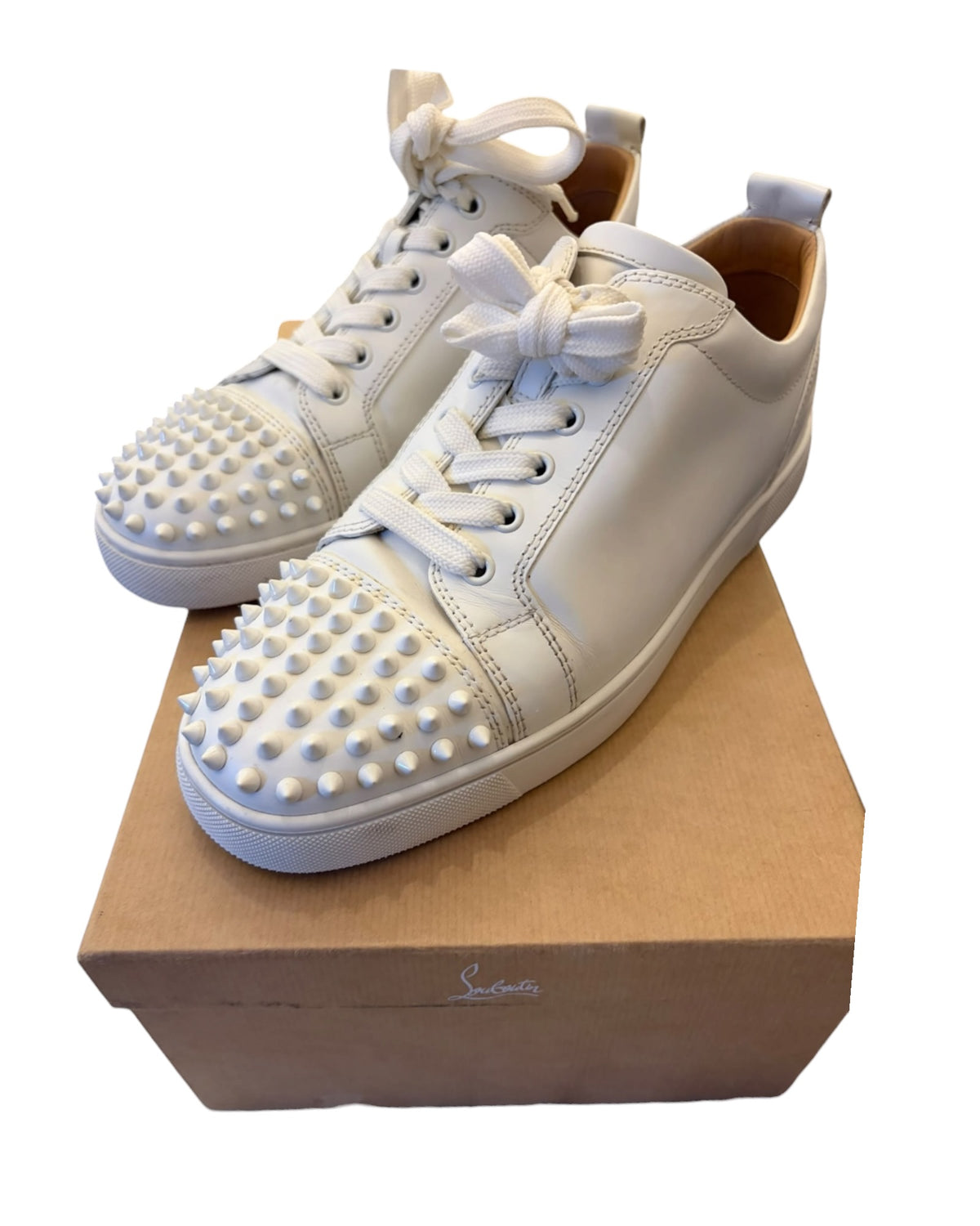 Christian Louboutin Louis Junior Spikes Flat Trainers – White