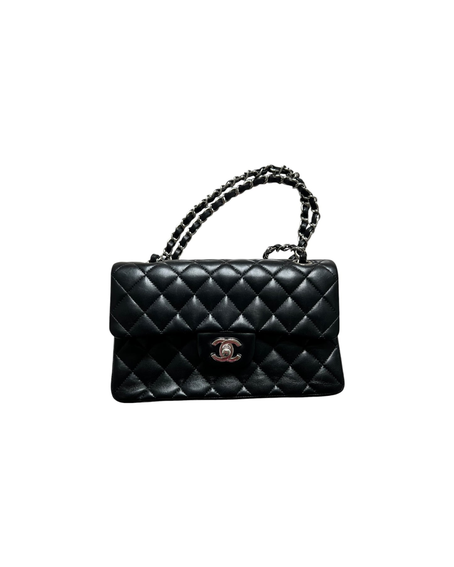 Chanel Small Classic Flap Black Lambskin Silver Tone Hardware