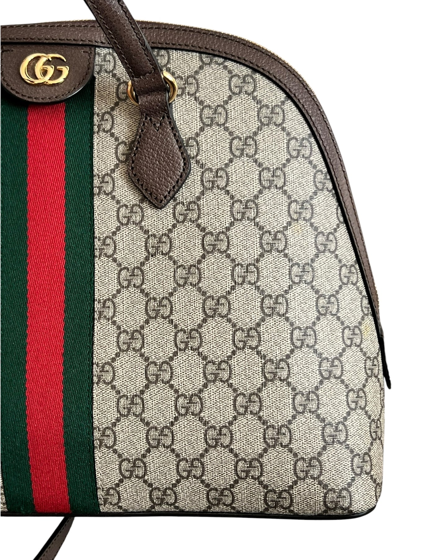 Gucci Ophidia GG Supreme Medium Top Handle Bag Beige Canvas & Brown Leather - The Luxury Savvy