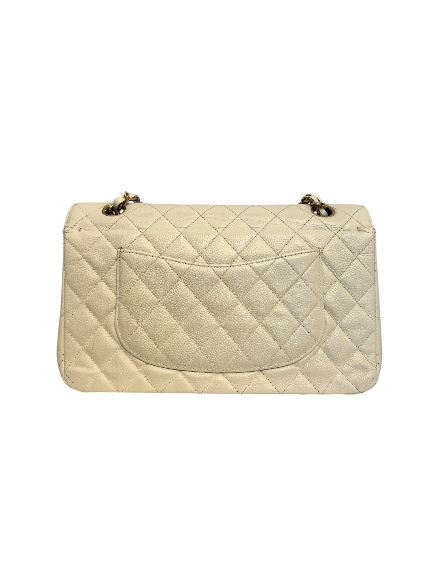CHANEL Vintage Classic Double Flap Bag | Cream Caviar Leather | 24k Gold Plated Hardware - The Luxury Savvy