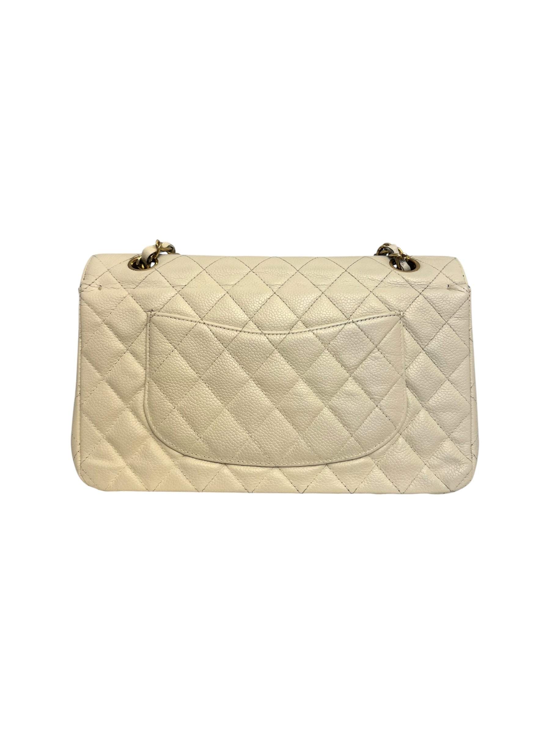 CHANEL Vintage Classic Double Flap Bag | Cream Caviar Leather | 24k Gold Plated Hardware - The Luxury Savvy