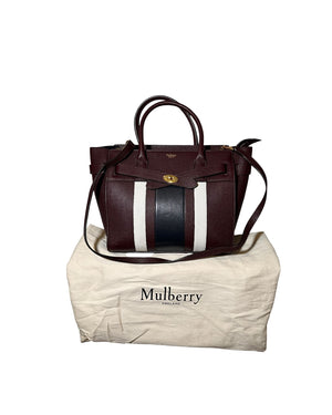 Mulberry College Stripe Tote Burgundy