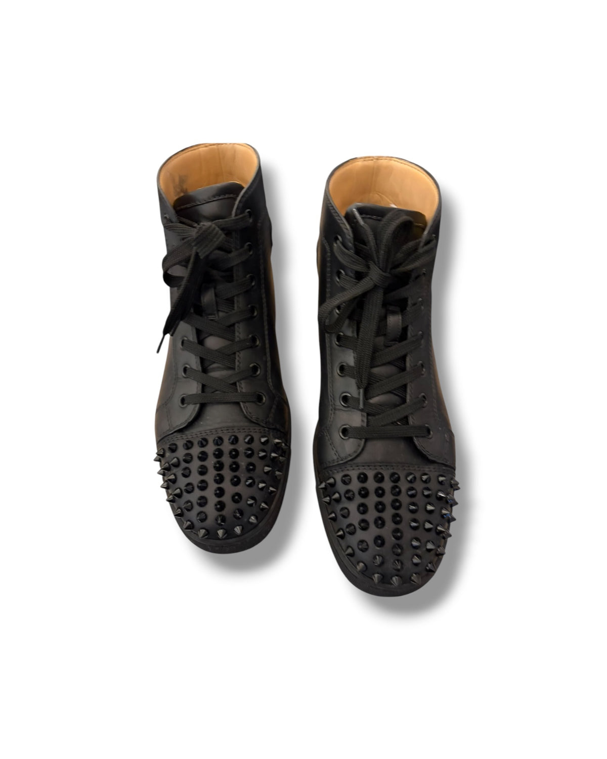 Christian Louboutin Louis Spikes High-Top Sneakers – Black Leather