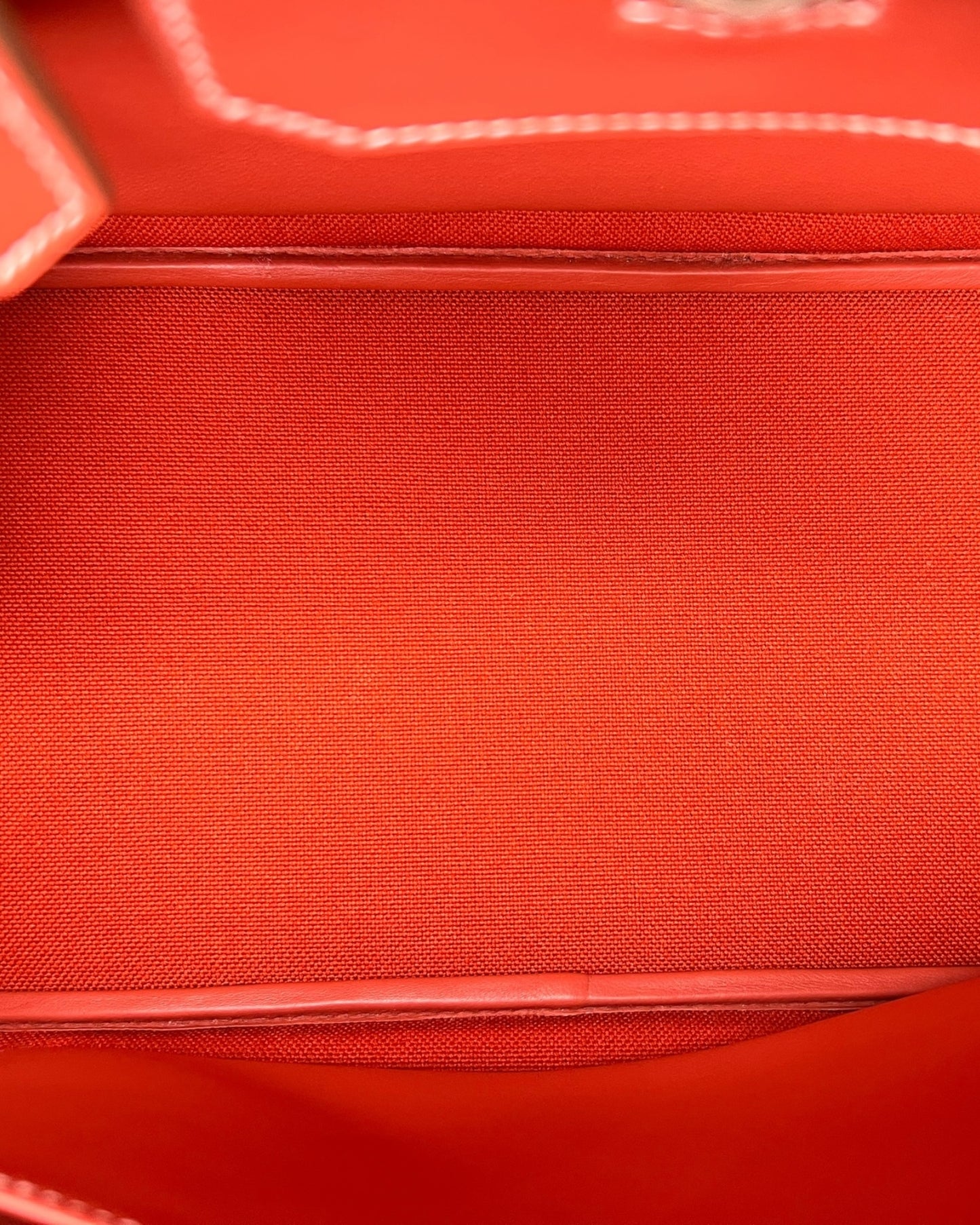 Hermès Birkin 35 Ghillies – Sanguine Swift with Toile Panels, Palladium Hardware – 2015 (T Stamp)