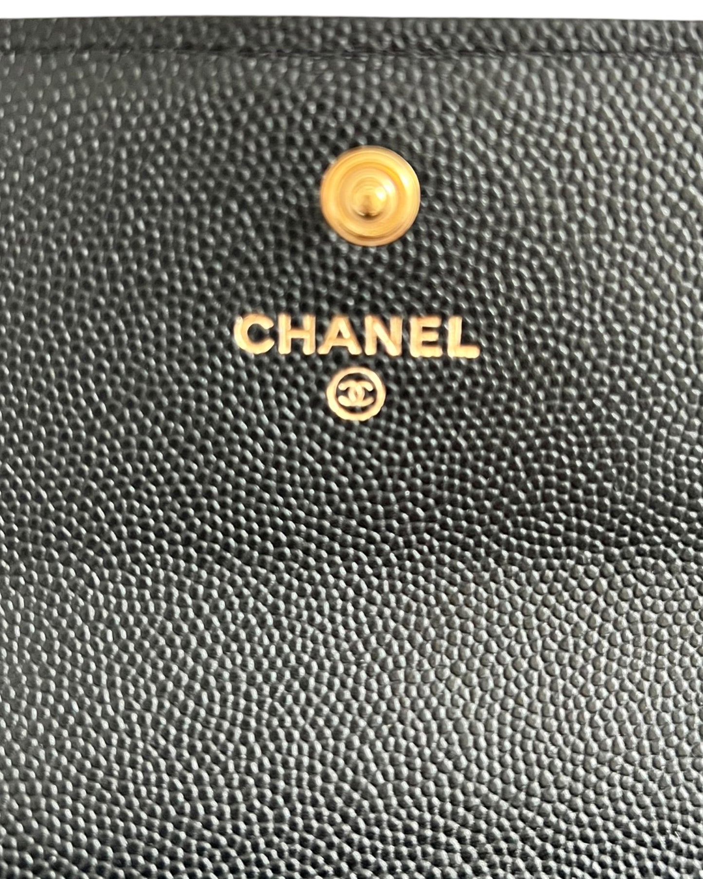 Chanel Boy Long Flap Wallet in Black Caviar Leather with Gold Hardware