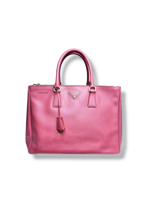 Prada Galleria Large Double Zip Tote Bag – Pink Saffiano Leather