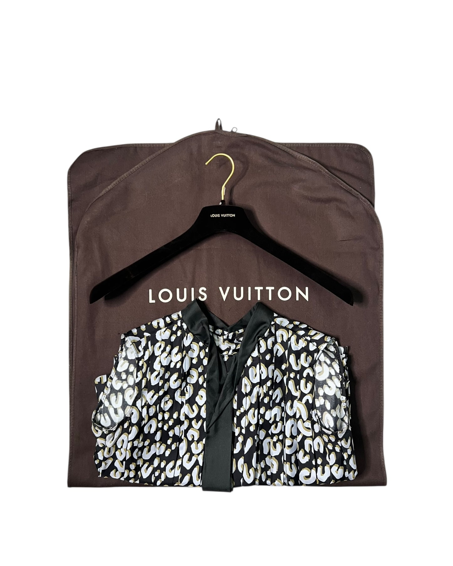 Louis Vuitton Printed Silk Sleeveless Bow Tie Midi Dress