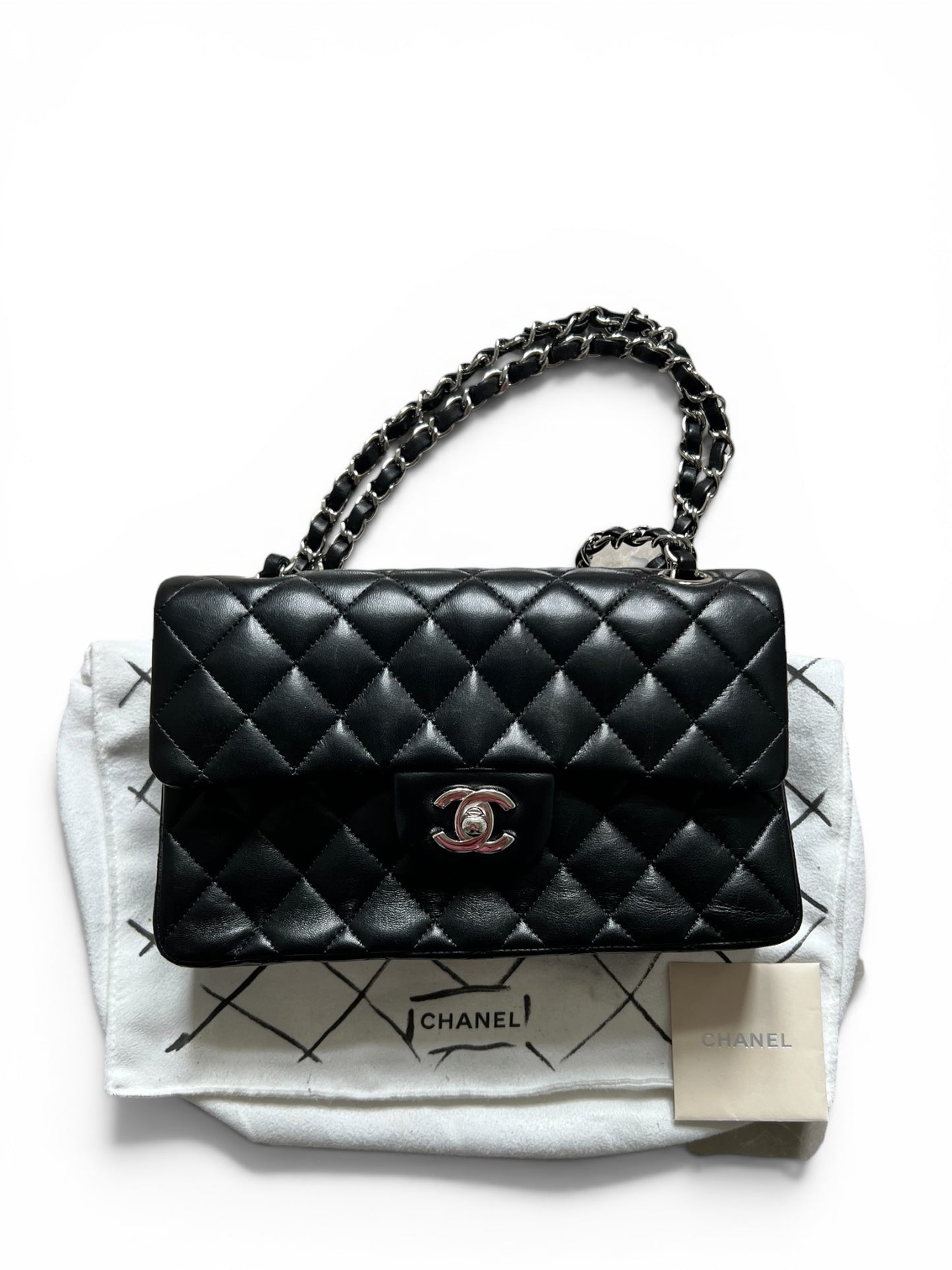 Chanel Small Classic Flap Black Lambskin Silver Tone Hardware