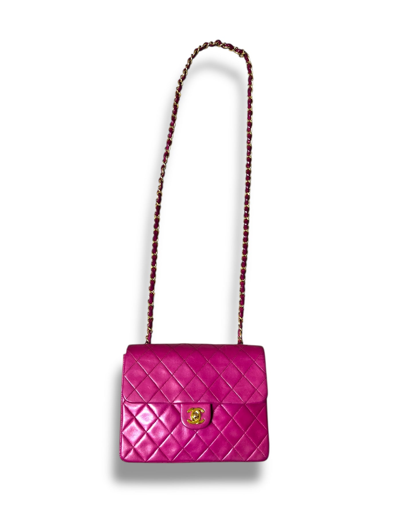 Chanel Vintage Classic Mini Square Flap Bag – Purple Lambskin with 24k Gold - Plated Hardware