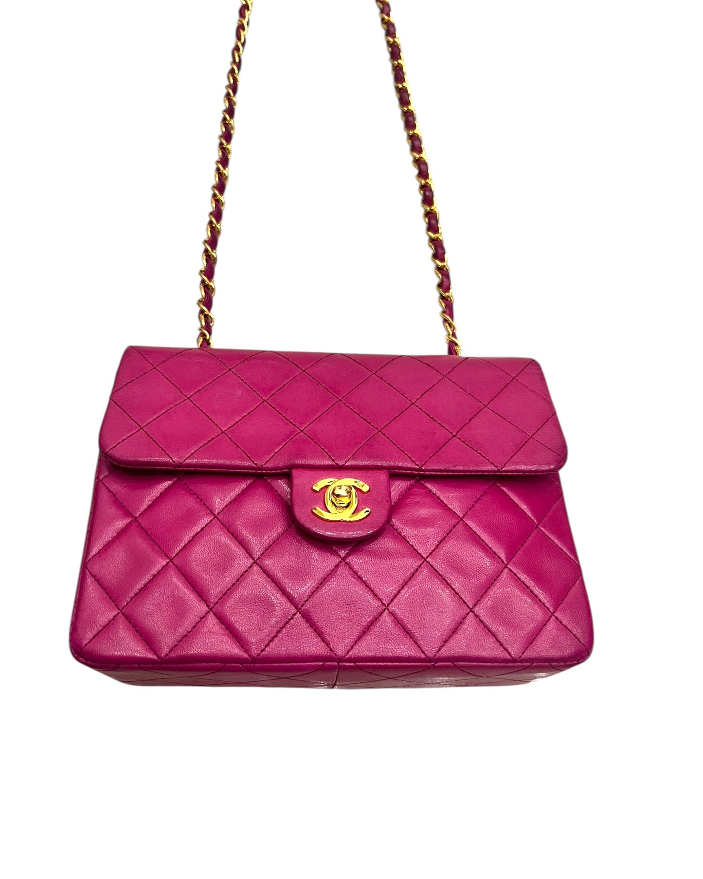 Chanel Vintage Classic Mini Square Flap Bag – Purple Lambskin with 24k Gold - Plated Hardware