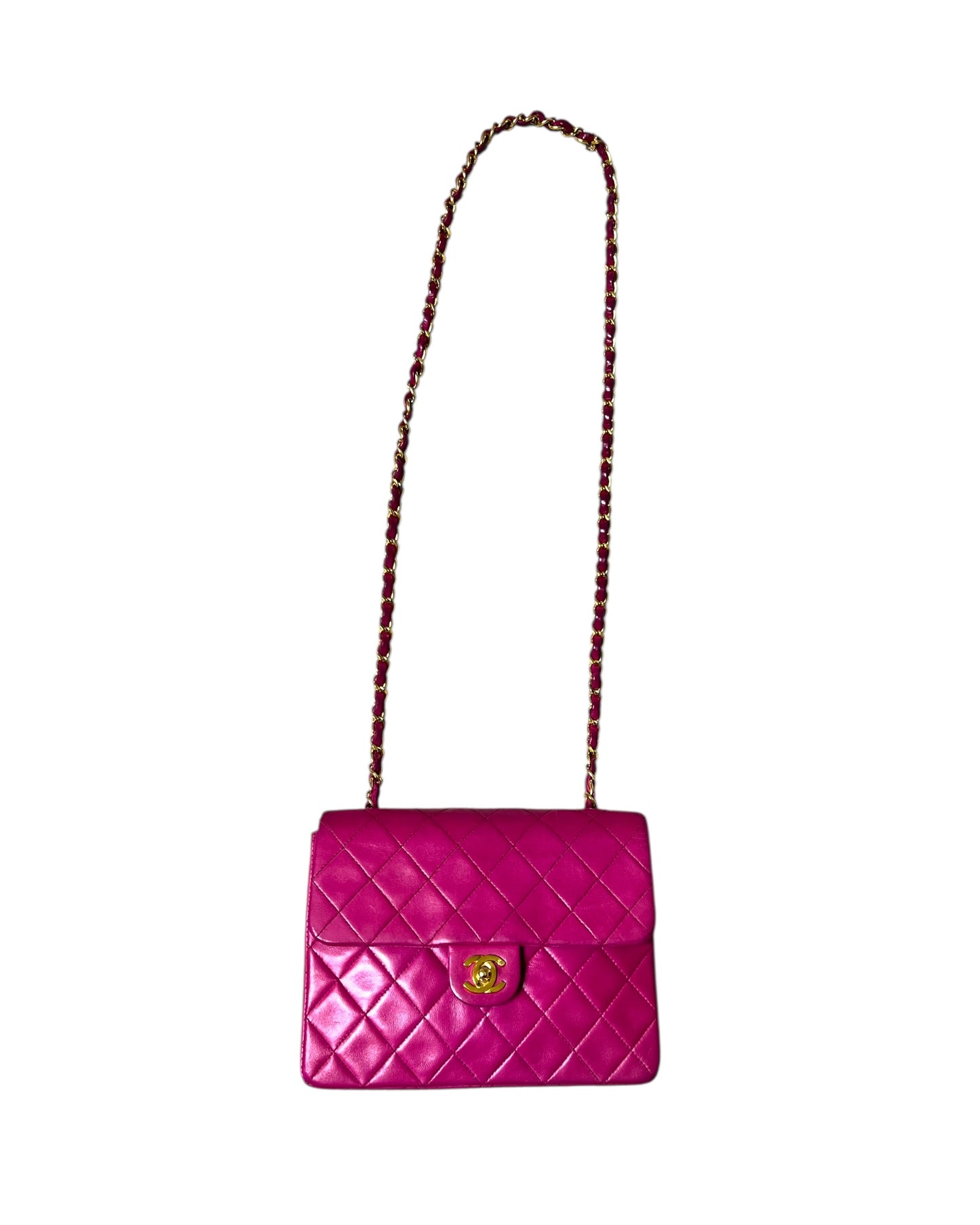 Chanel Vintage Classic Mini Square Flap Bag – Purple Lambskin with 24k Gold - Plated Hardware