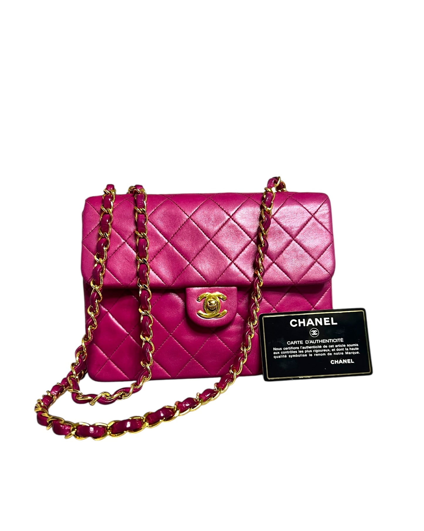 Chanel Vintage Classic Mini Square Flap Bag – Purple Lambskin with 24k Gold - Plated Hardware