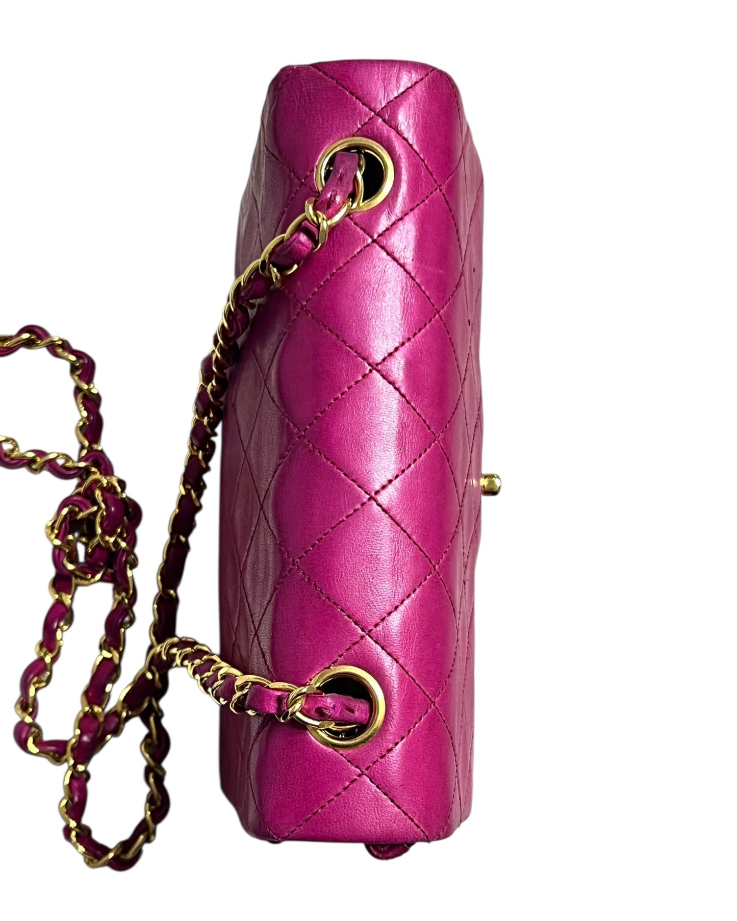 Chanel Vintage Classic Mini Square Flap Bag – Purple Lambskin with 24k Gold - Plated Hardware