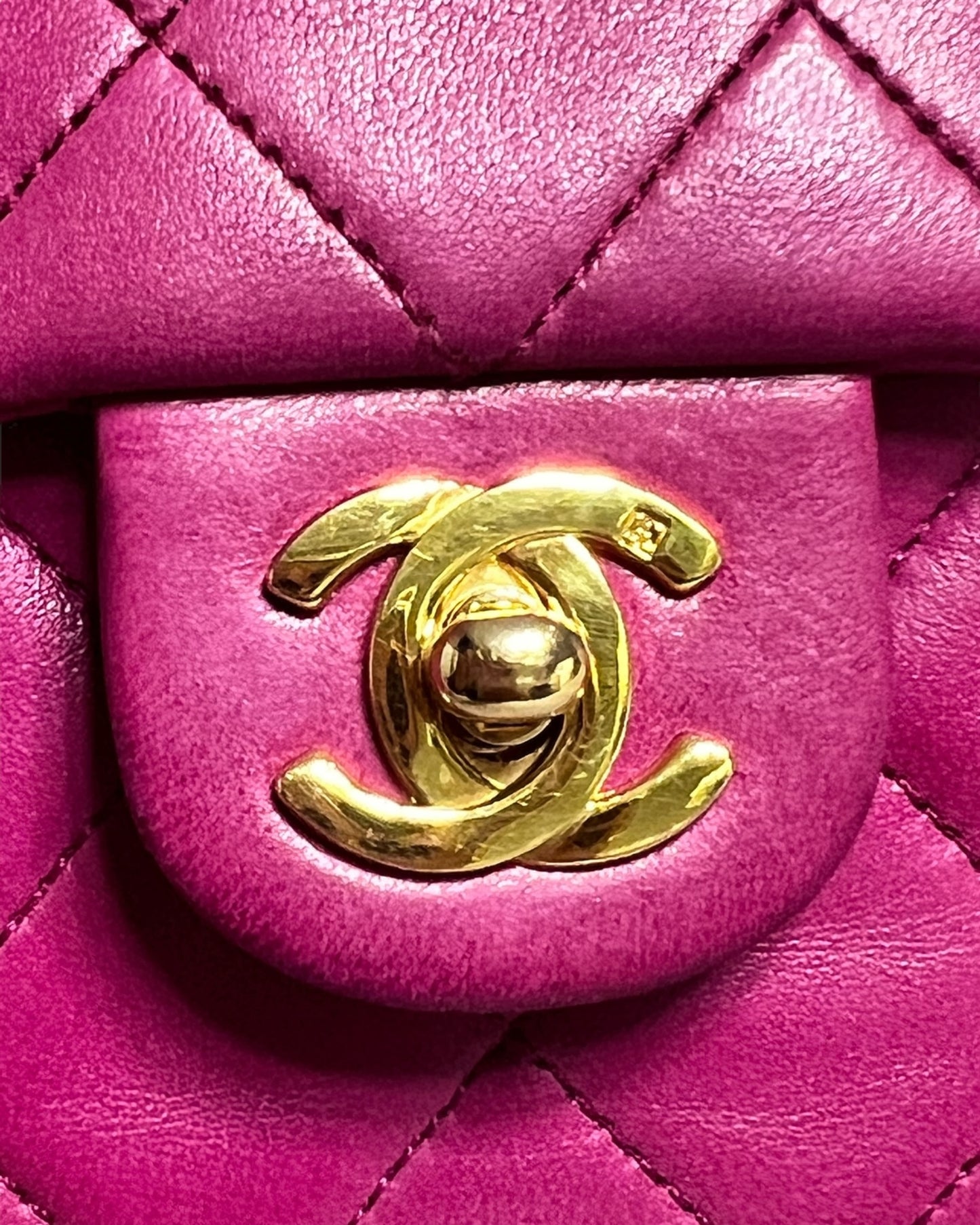 Chanel Vintage Classic Mini Square Flap Bag – Purple Lambskin with 24k Gold - Plated Hardware