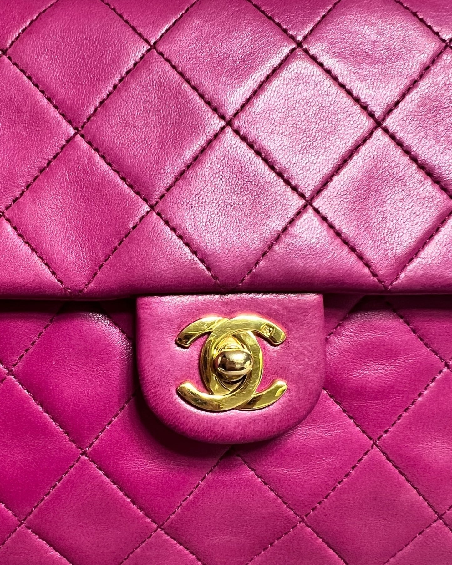 Chanel Vintage Classic Mini Square Flap Bag – Purple Lambskin with 24k Gold - Plated Hardware