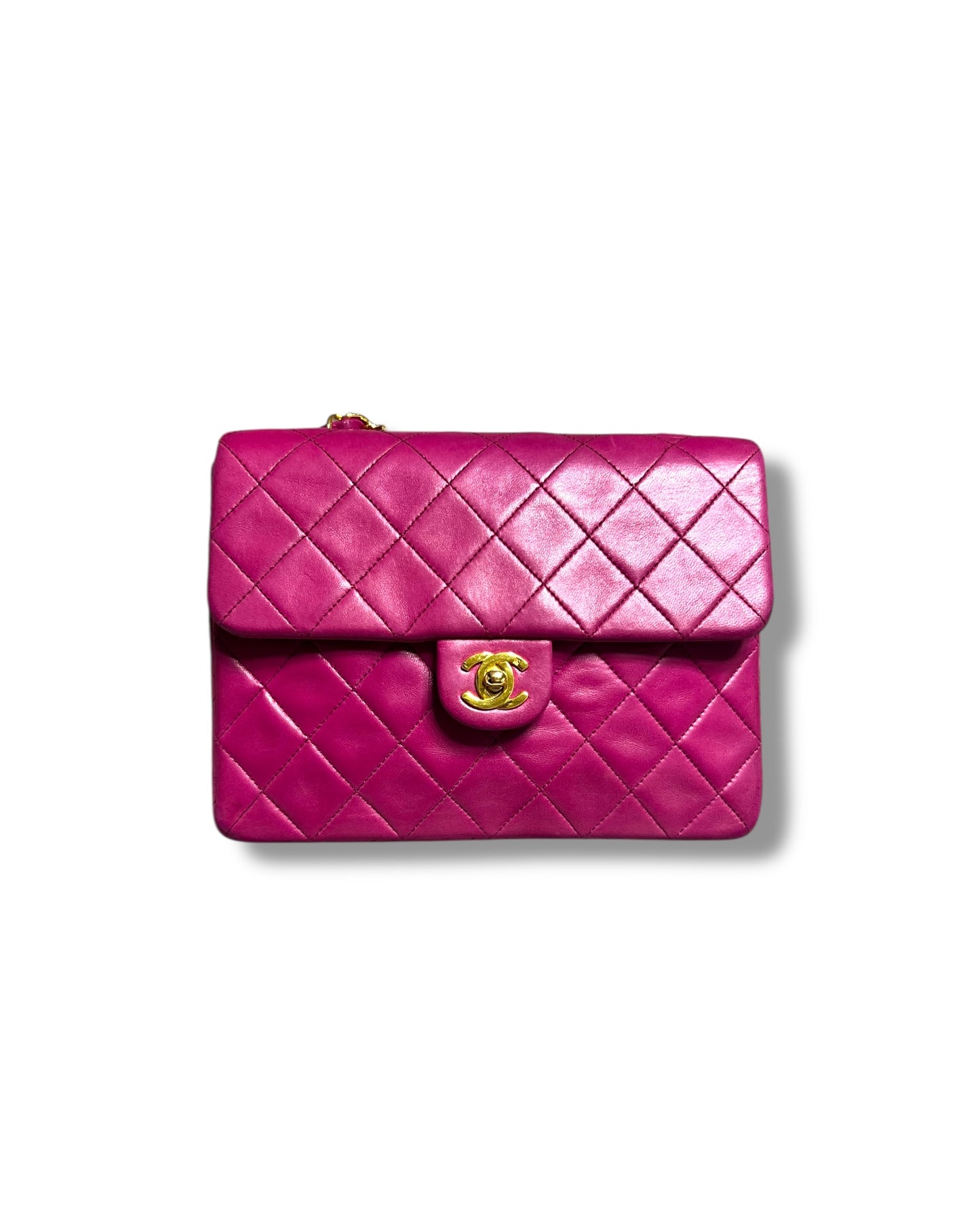 Chanel Vintage Classic Mini Square Flap Bag – Purple Lambskin with 24k Gold - Plated Hardware