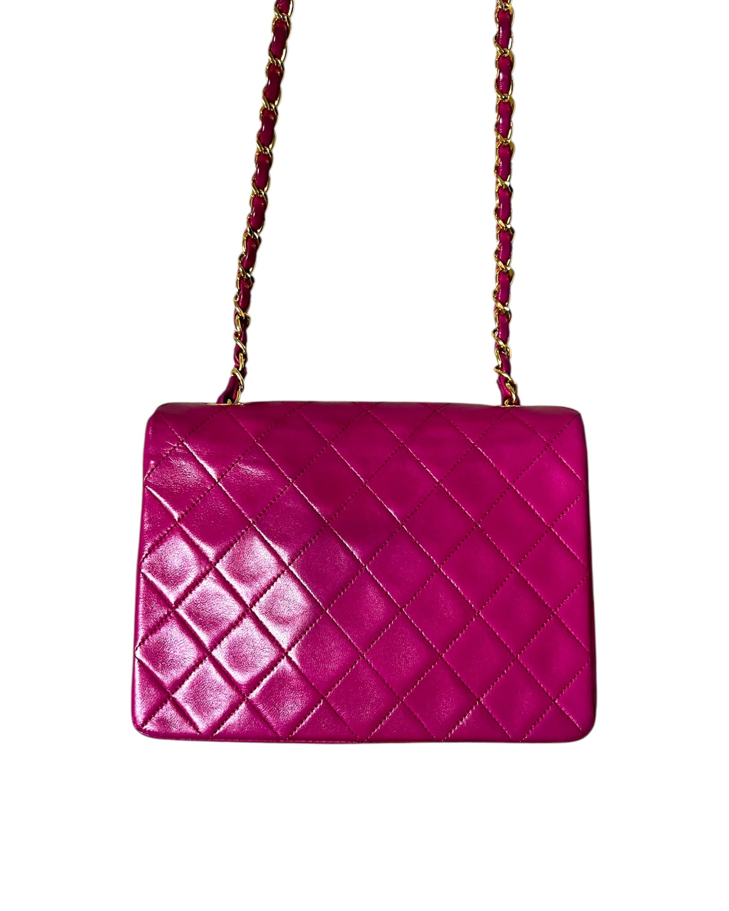 Chanel Vintage Classic Mini Square Flap Bag – Purple Lambskin with 24k Gold - Plated Hardware