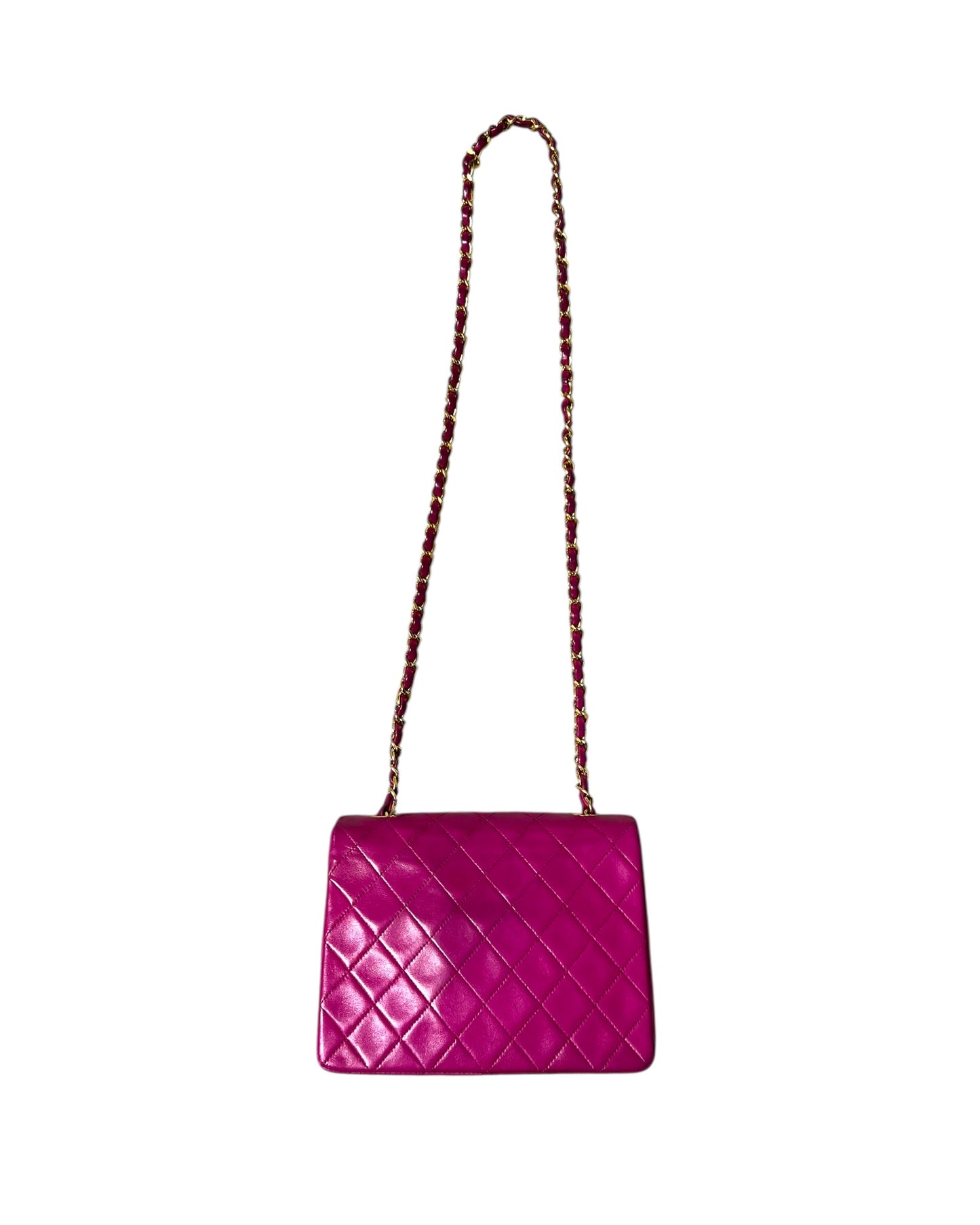 Chanel Vintage Classic Mini Square Flap Bag – Purple Lambskin with 24k Gold - Plated Hardware