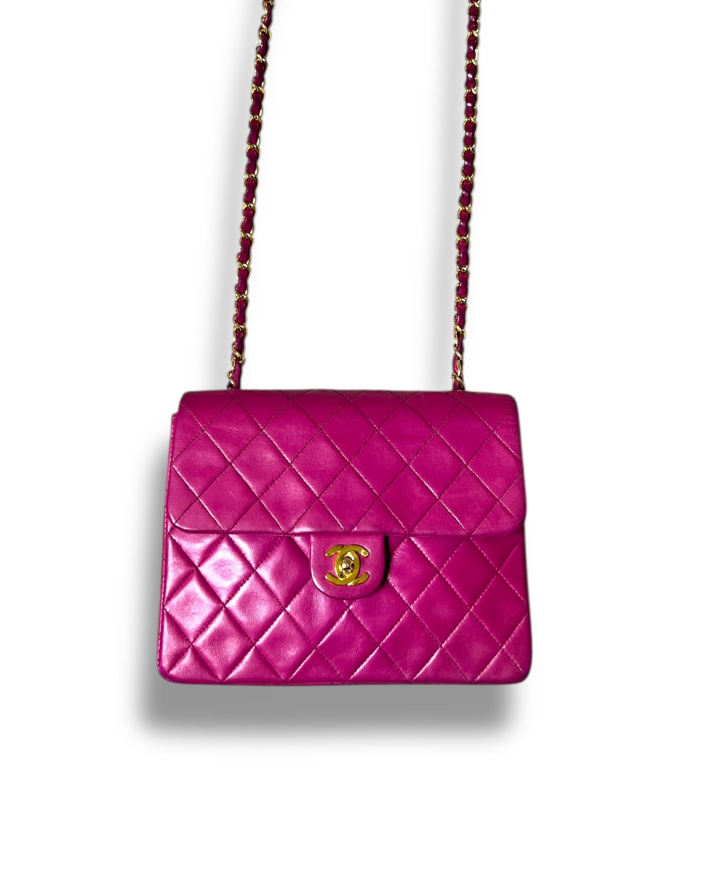 Chanel Vintage Classic Mini Square Flap Bag – Purple Lambskin with 24k Gold - Plated Hardware