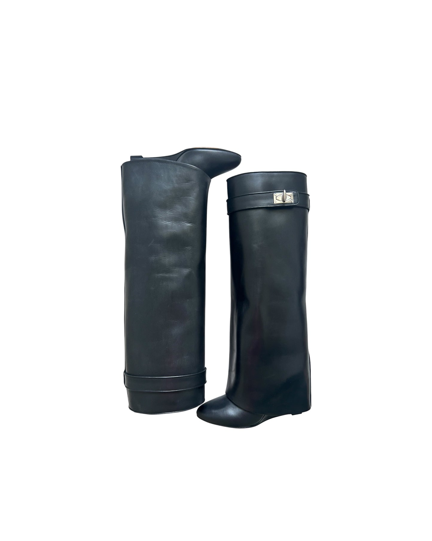 Givenchy Shark Lock Knee High Boots Black Leather | Size EU 36