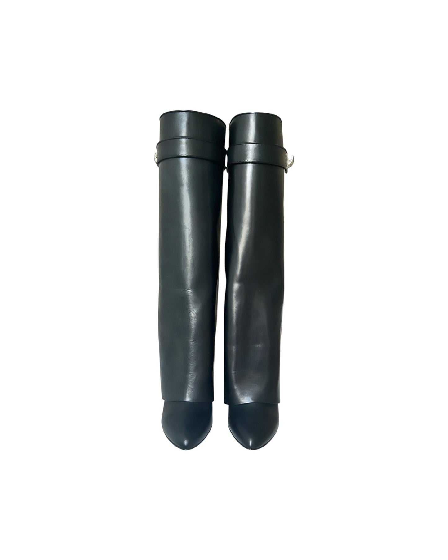 Givenchy Shark Lock Knee High Boots Black Leather | Size EU 36