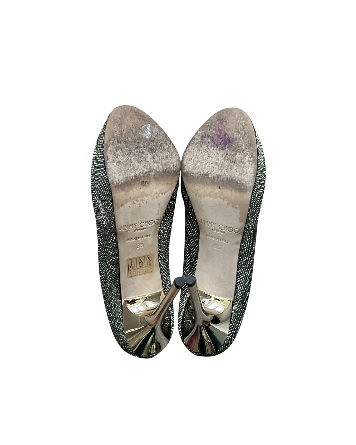 Jimmy Choo Gold Glitter Court Heels | Size EU 36
