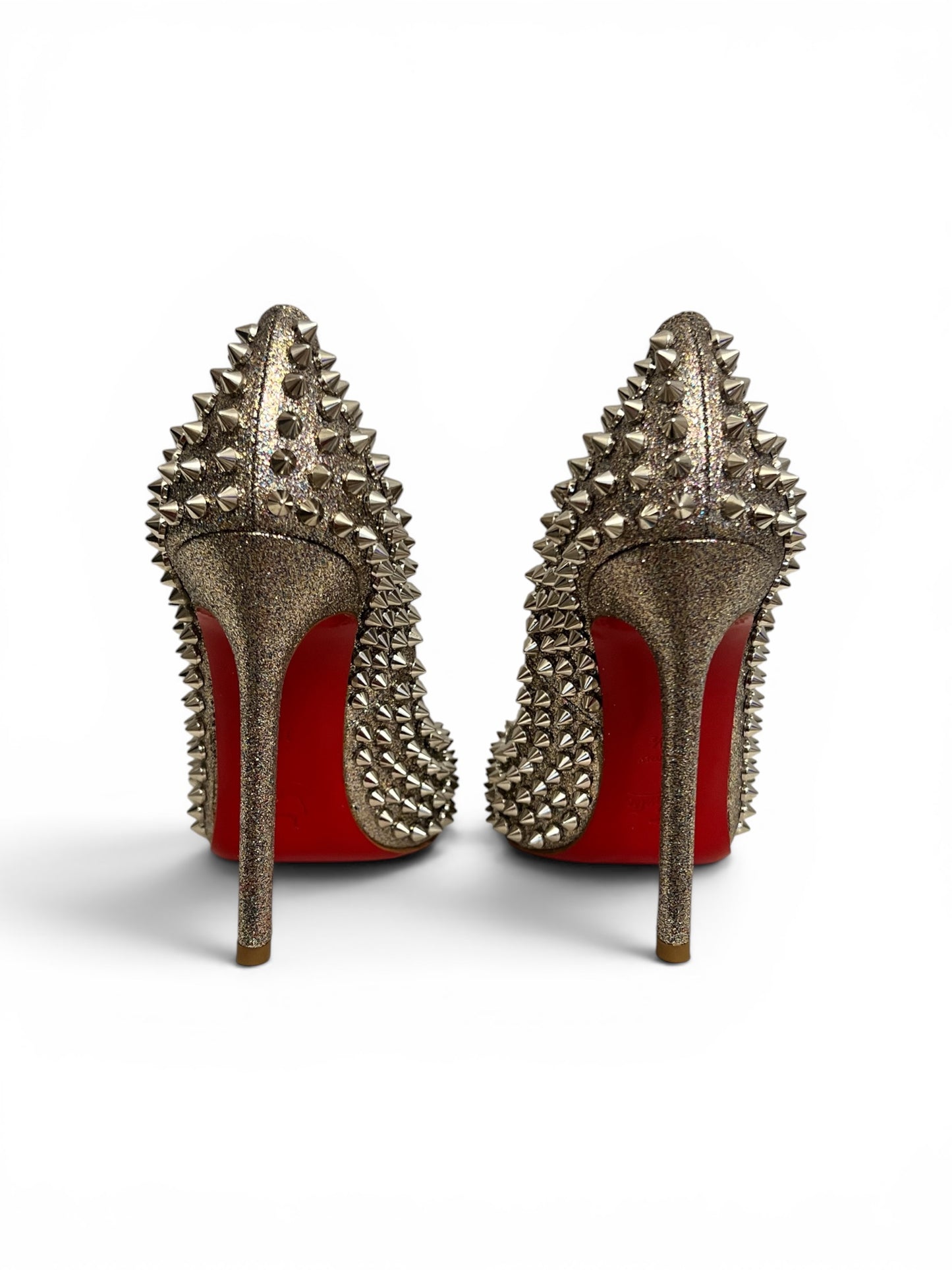 Christian Louboutin Lady Peep Spikes Platform Pumps Grey Patent Leather | Size EU 36.5