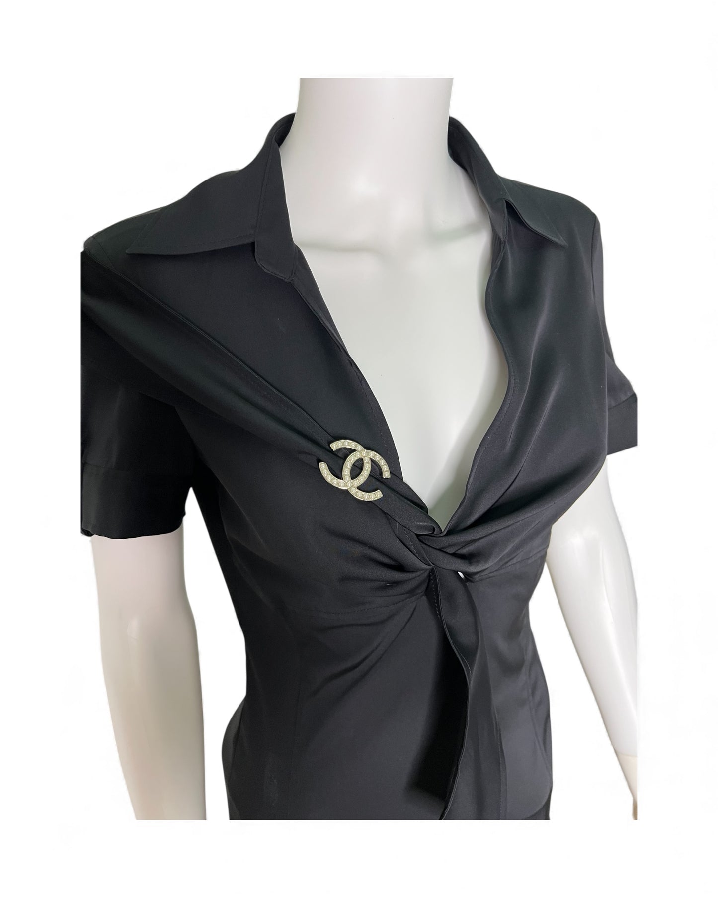 Chanel Faux Pearl CC Brooch - Silver Tone