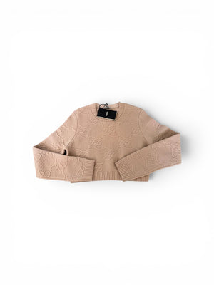 Fendi Karligraphy Jacquard Cropped Sweater Fendi Karligraphy Jacquard Cropped Sweater Pink | Size 48 IT