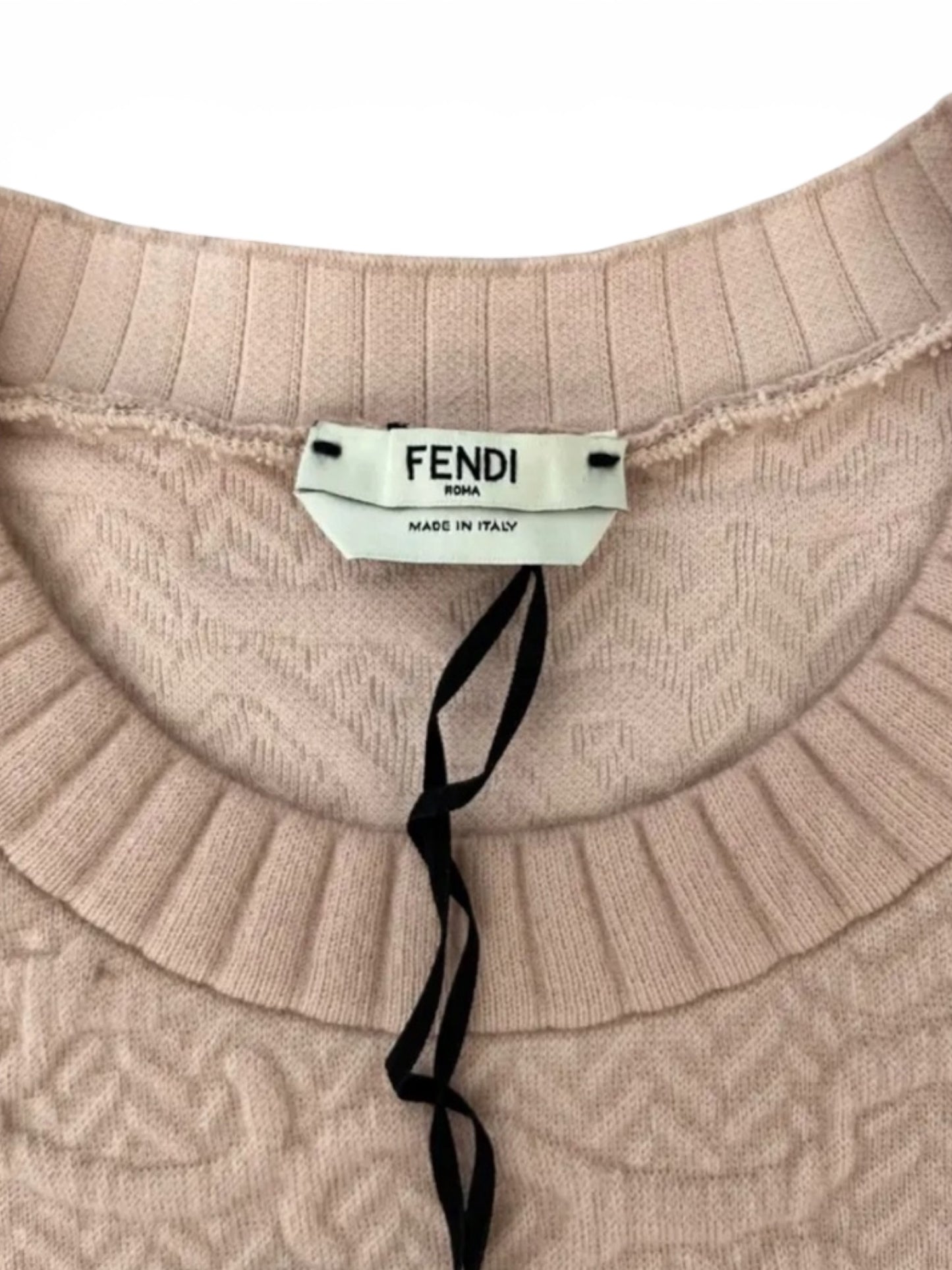 Fendi Karligraphy Jacquard Cropped Sweater Fendi Karligraphy Jacquard Cropped Sweater Pink | Size 48 IT