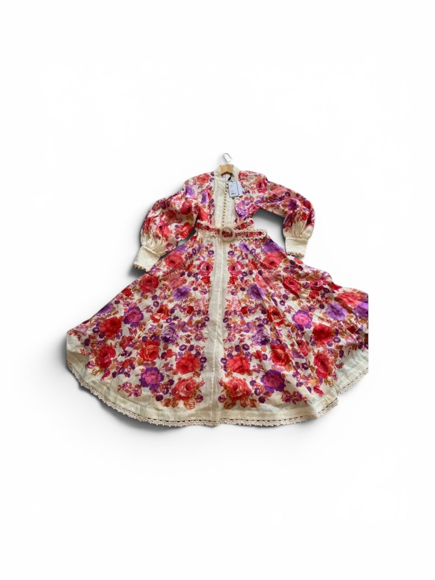 Zimmermann Raie Billow Sleeve Midi Dress | Floral Linen Dress