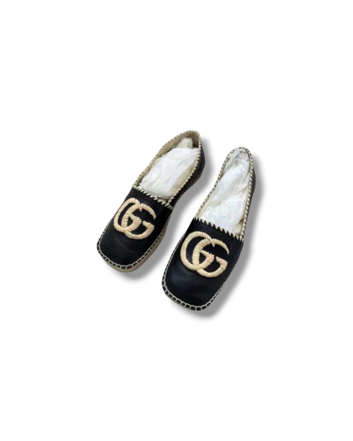 Gucci Embroidered GG Espadrilles Black Leather | Size EU 37